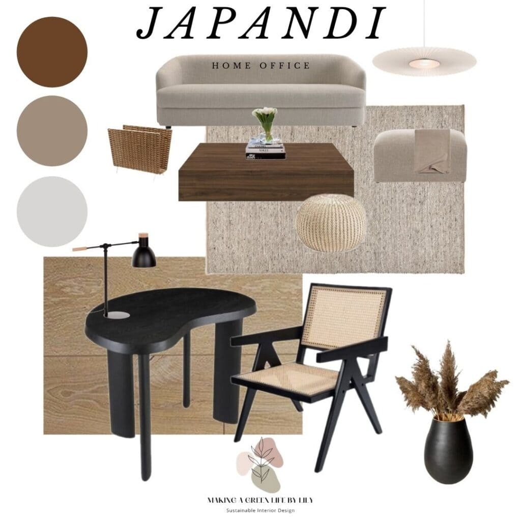 sustainable japandi home office