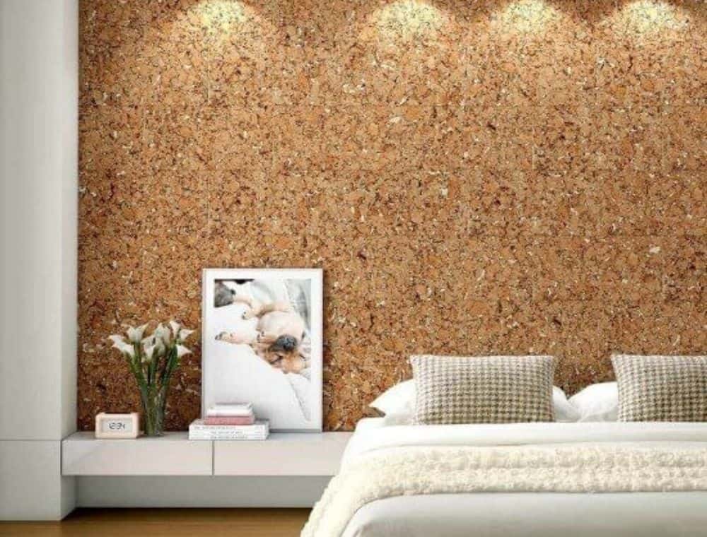Cork wall in the bedroom