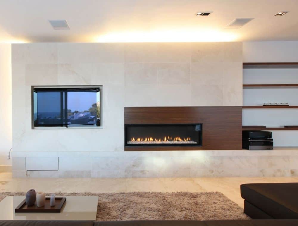 Natural stone white wall in the living room