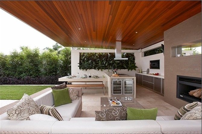 outdoor kitchen in sustainable patio design ideas
