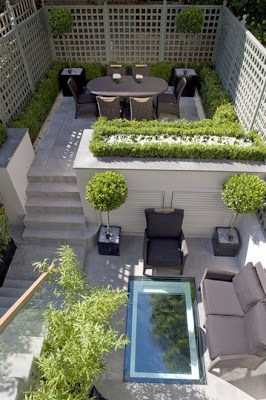 small sustainable patio with multi level design ideas