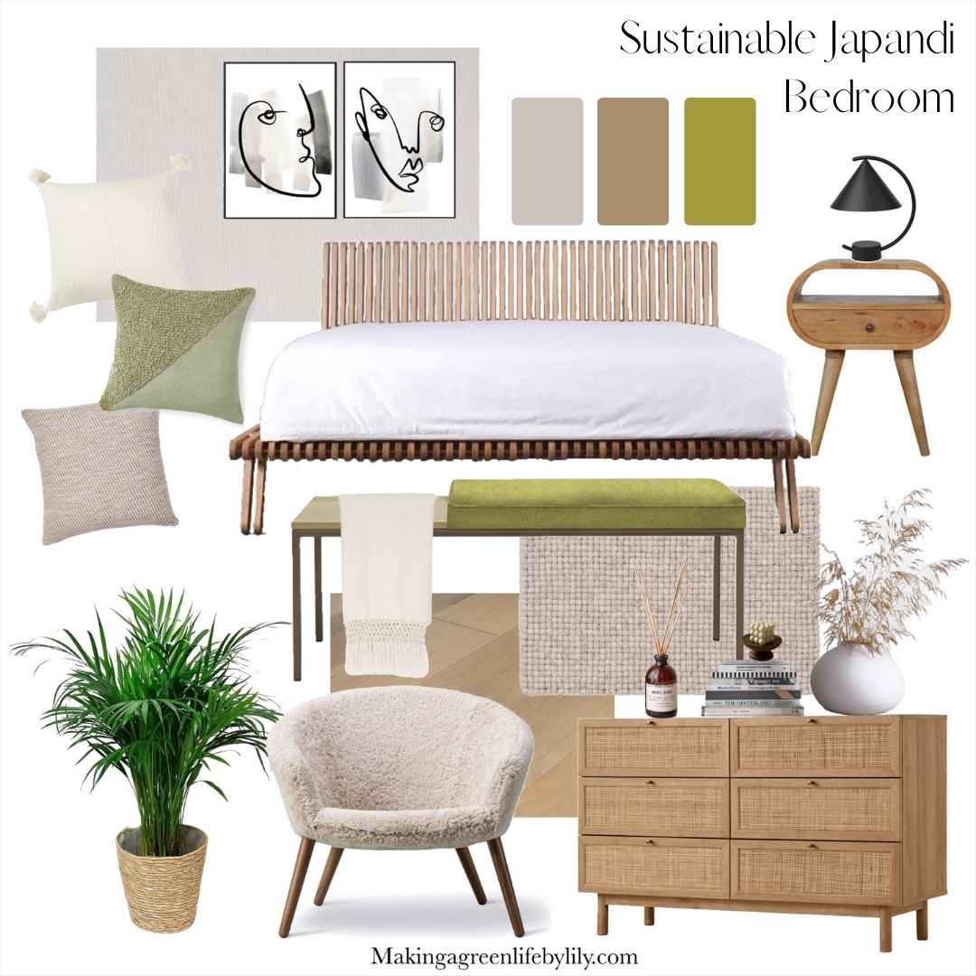 sustainable Japandi bedroom