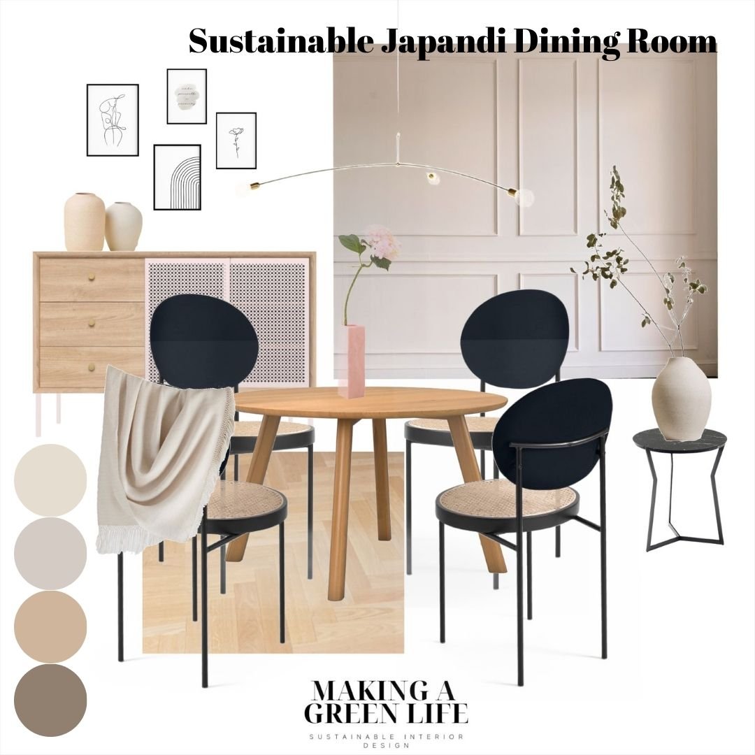 Sustainable Japandi Dining Room Mood Board