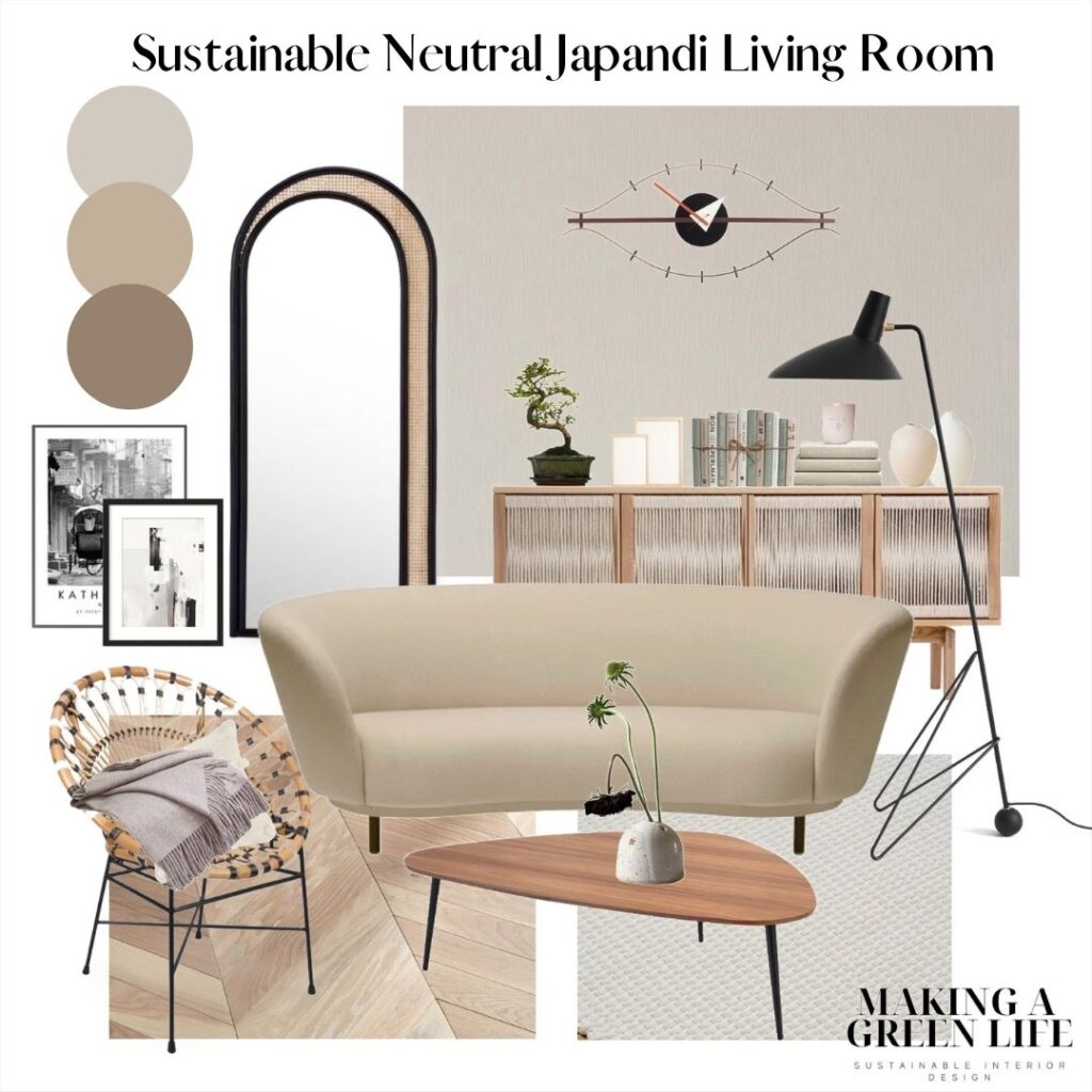 Sustainable Neutral Japandi Living Room