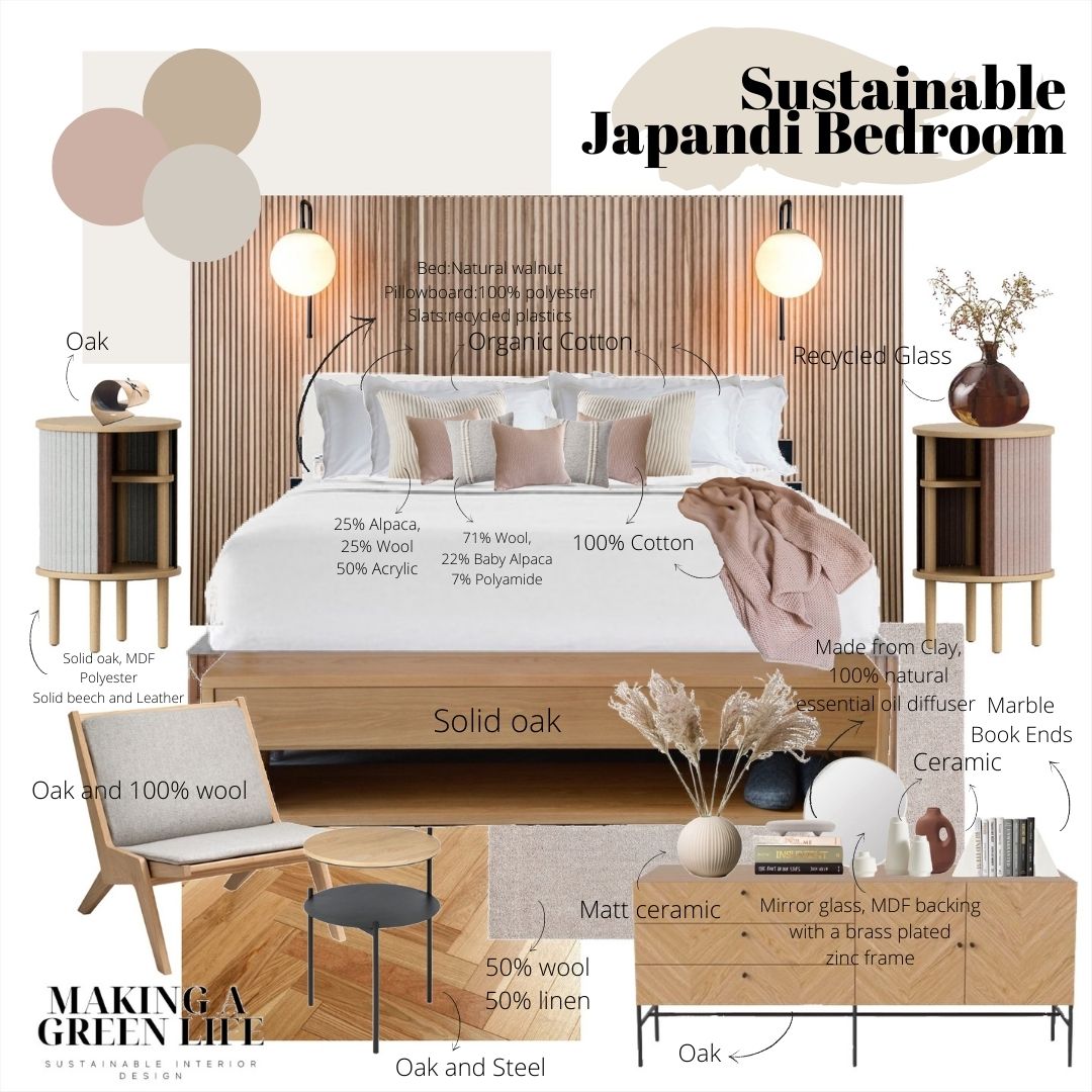 Sustainable Japandi Bedroom details