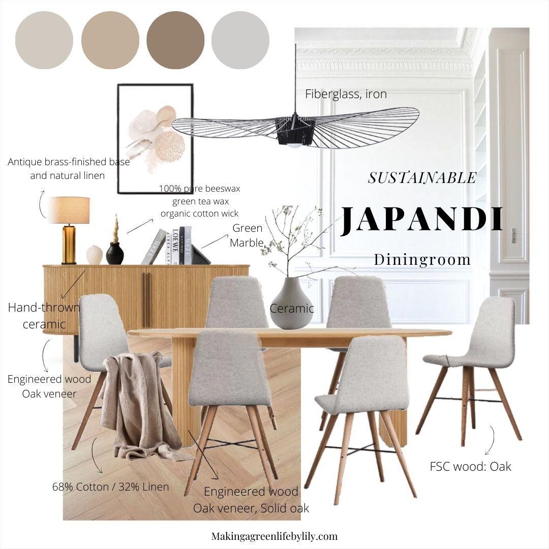 Sustainable Japandi Diningroom Details