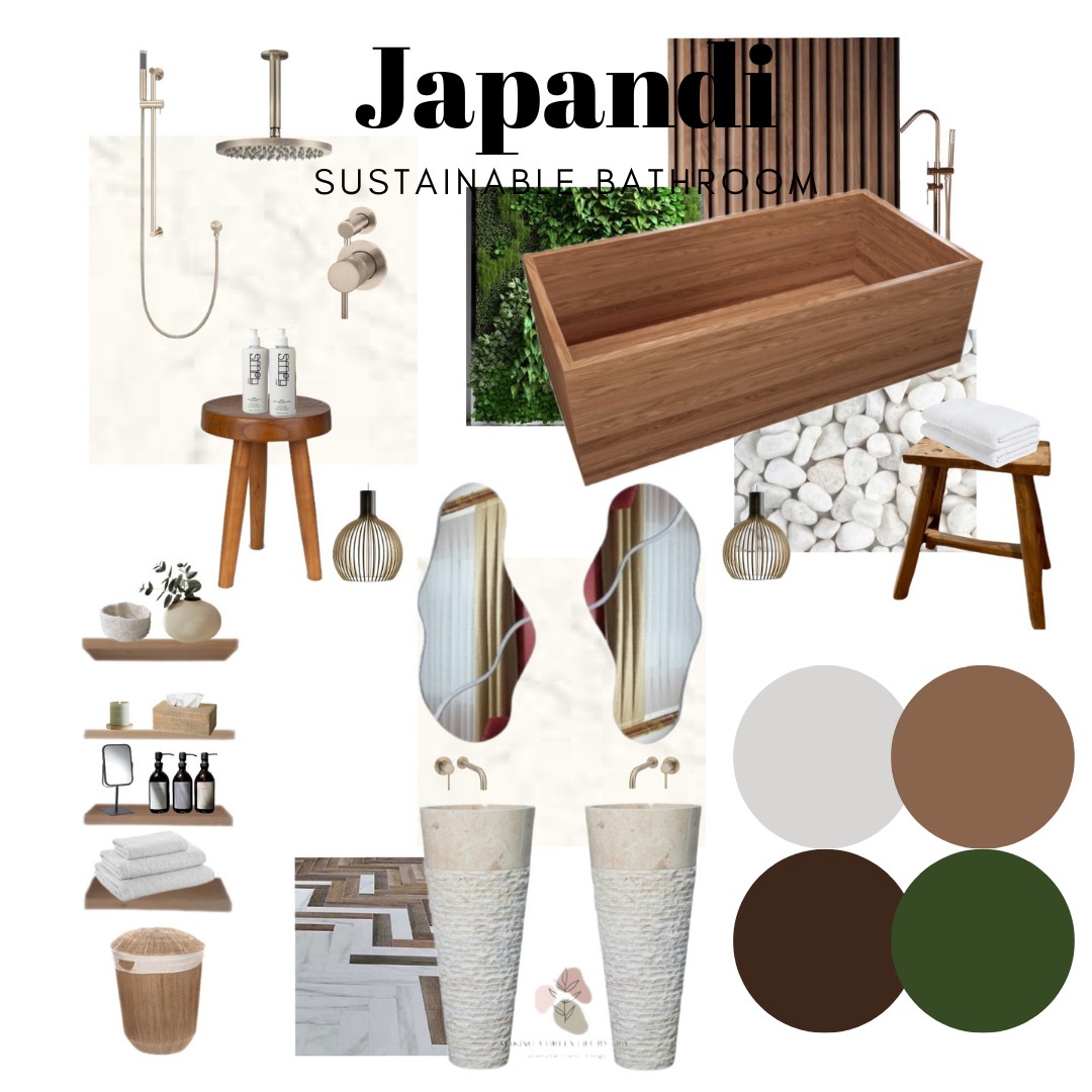 Sustainable Japandi Bathroom Mood Board