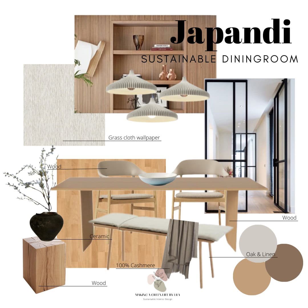 sustainable Japandi Dining Room Mood Board