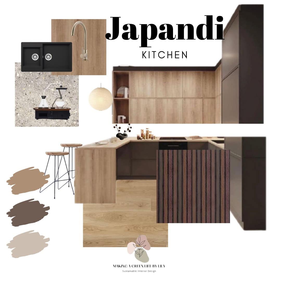 Sustainable Japandi Kitchen Mood Board