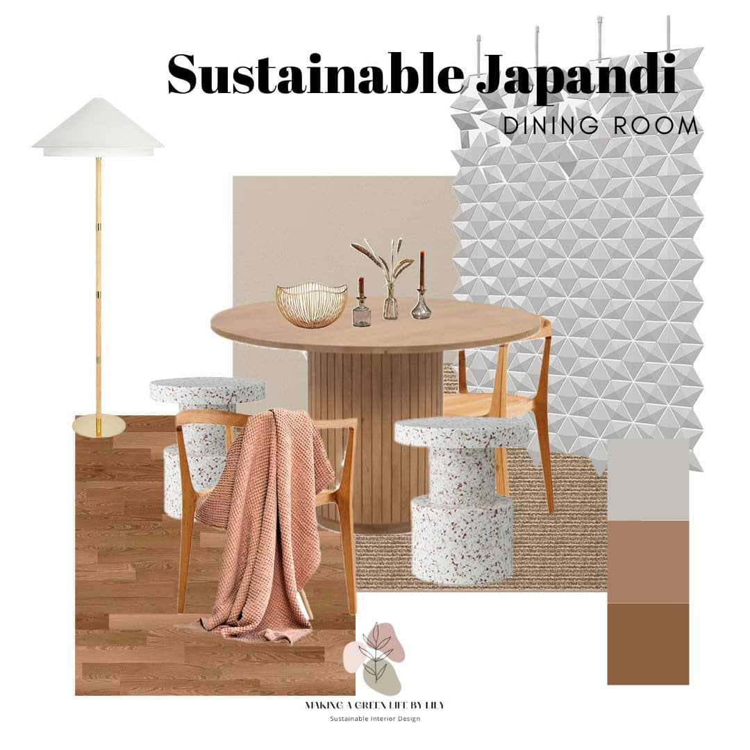 Sustainable Japandi Dining Room Mood Board