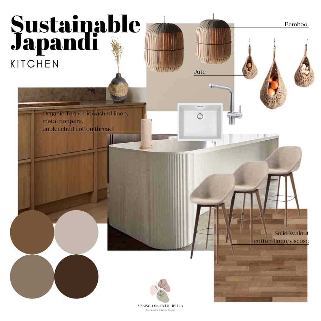 Sustainable Japandi Kitchen Mood Board
