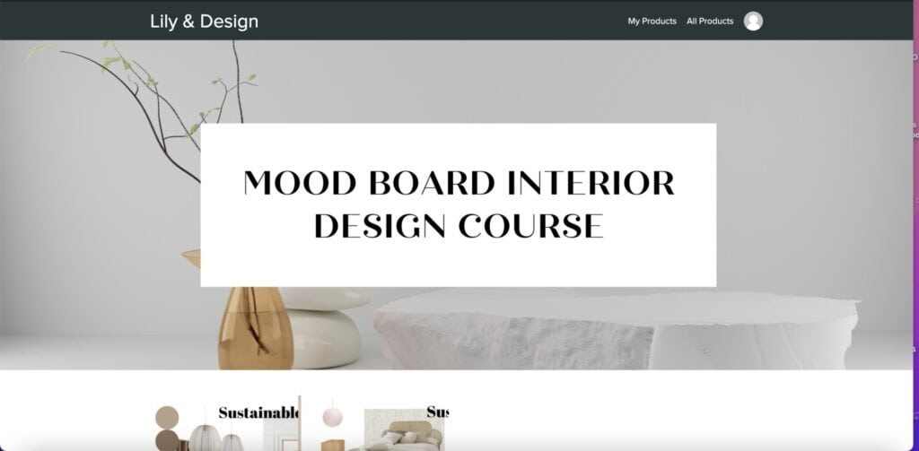 Mood board interior design course