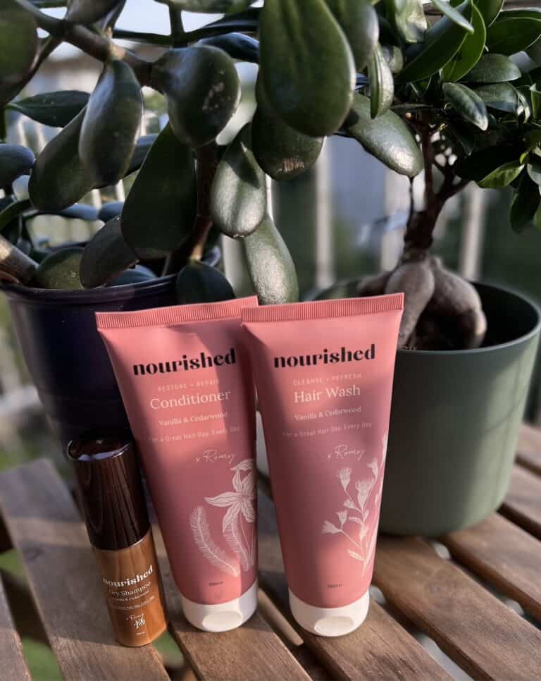 Nourished natural vegan shampoo, conditioner and dry shampoo
