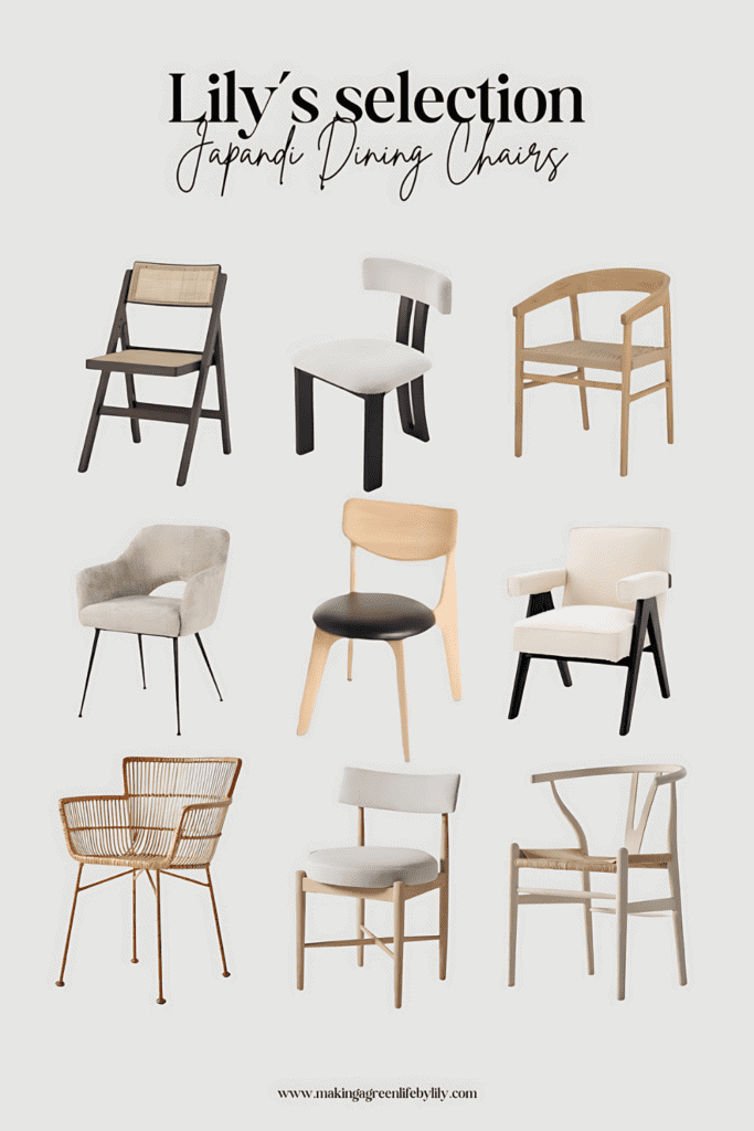 Lily's japandi dining chairs selection