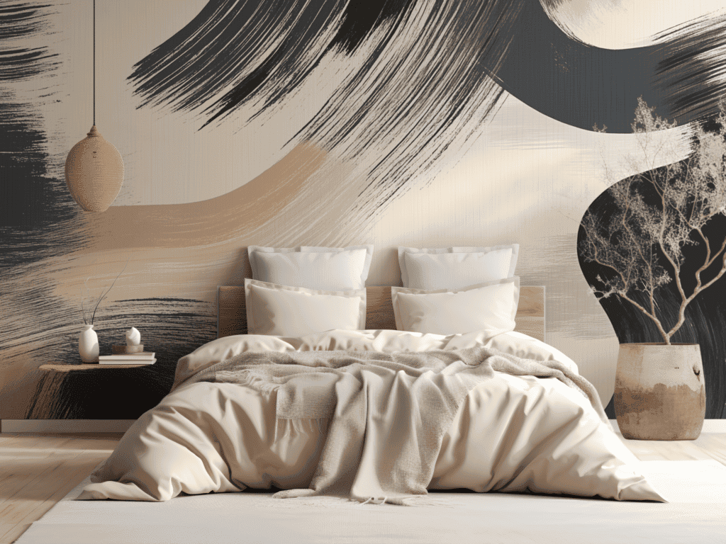 Japandi mural wallpaper