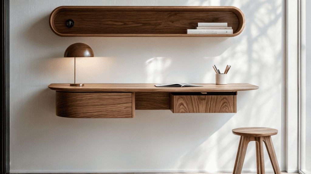 Vertical Storage in Japandi Living room
