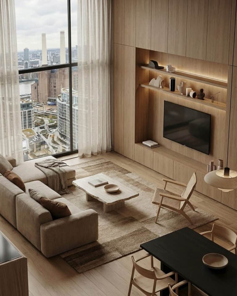 Japandi open living area
