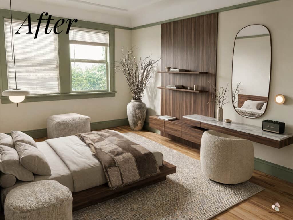 Before/After Series Cluttered Bedroom to Organic Sanctuary, A Japandi Bedroom Transformation After