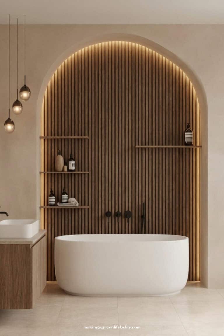 The Japandi bathroom, from tiles to the thing that makes it feel calm